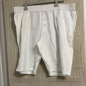 Eileen Fisher White Bermuda organic linen Shorts Elastic Waist  size 3X
